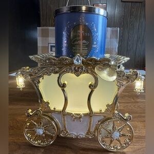 Bath & Body Works Gold and Silver Carriage Candle Holder and Cinderella Candle